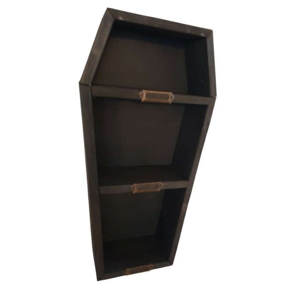 Decorative Black Cedar Coffin Shelf with Nameplates